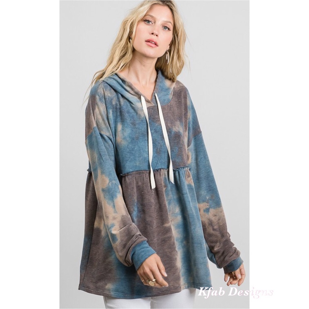 LAST! ❤️So Soft Tie Dye Babydoll Lounge Hoodie! - Picture 5 of 7